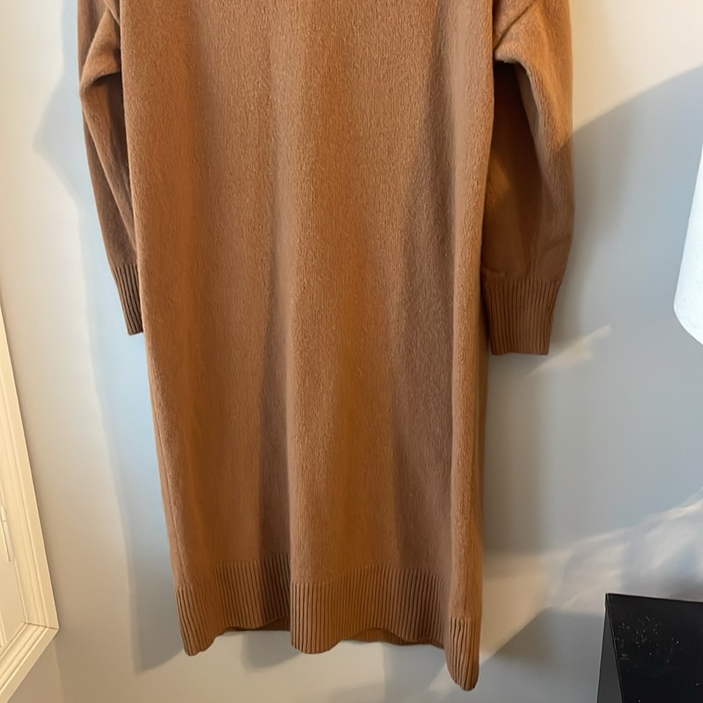 Madewell Camel Long Sleeve Knit Midi Dress in Recycled Cashmere - Picture 6 of 15